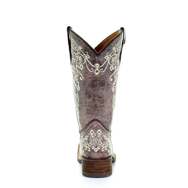 A2980 - Corral brown roper western cowgirl leather boots for teens