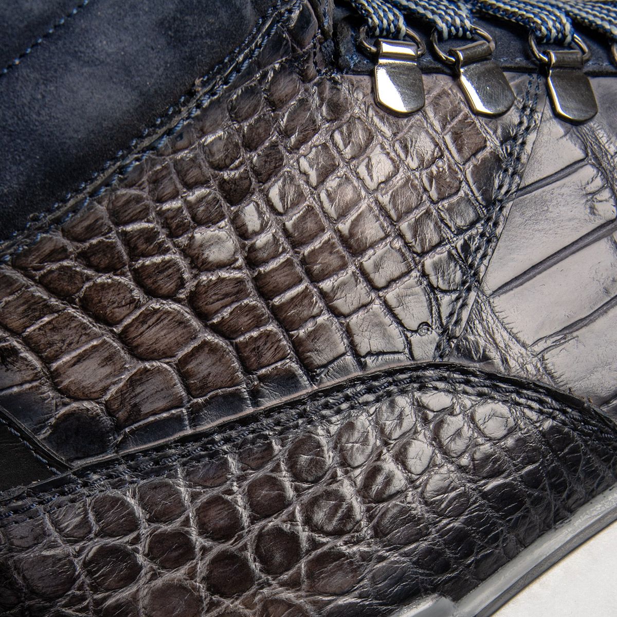 N40LPAZ - Cuadra blue casual fashion alligator leather sneaker boots for men