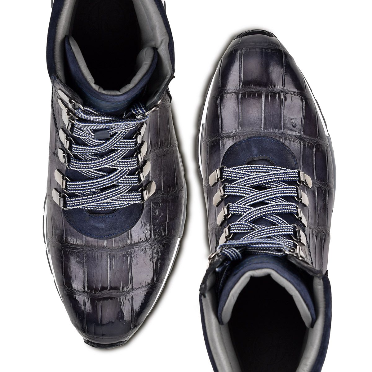 N40LPAZ - Cuadra blue casual fashion alligator leather sneaker boots for men