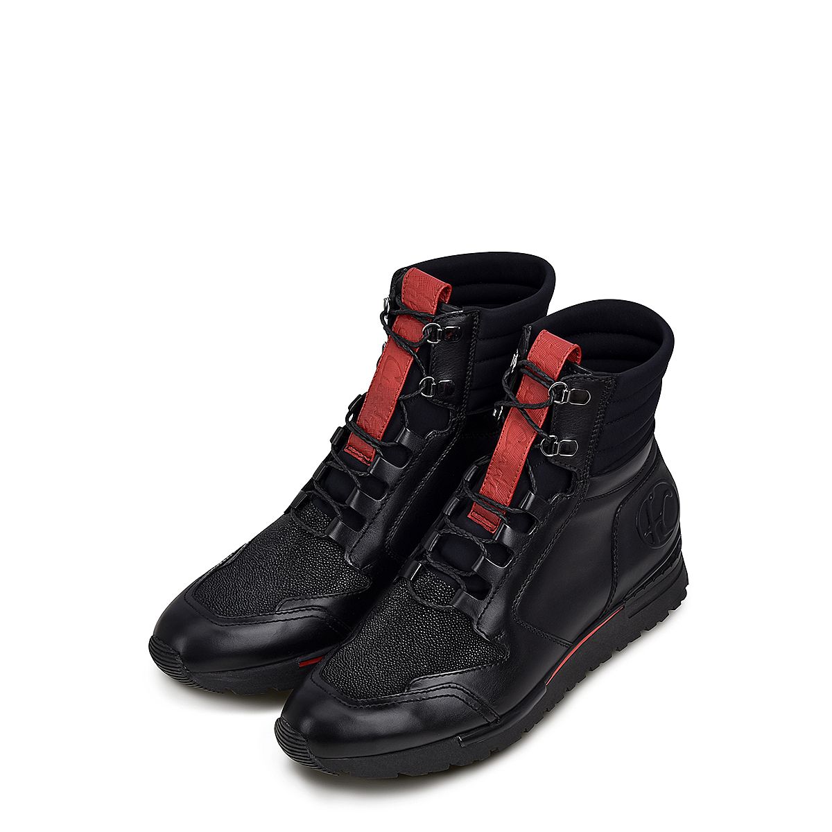 N48MTTS - Cuadra black casual fashion caiman leather sneaker boots for men