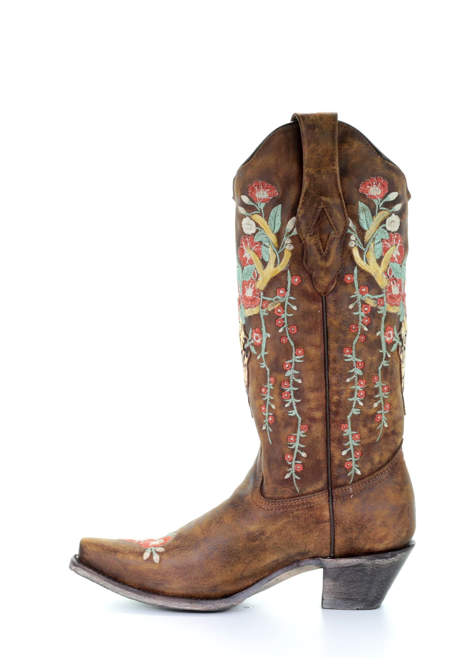 A3652 - Corral tan western cowgirl leather boots for women-Kuet.us