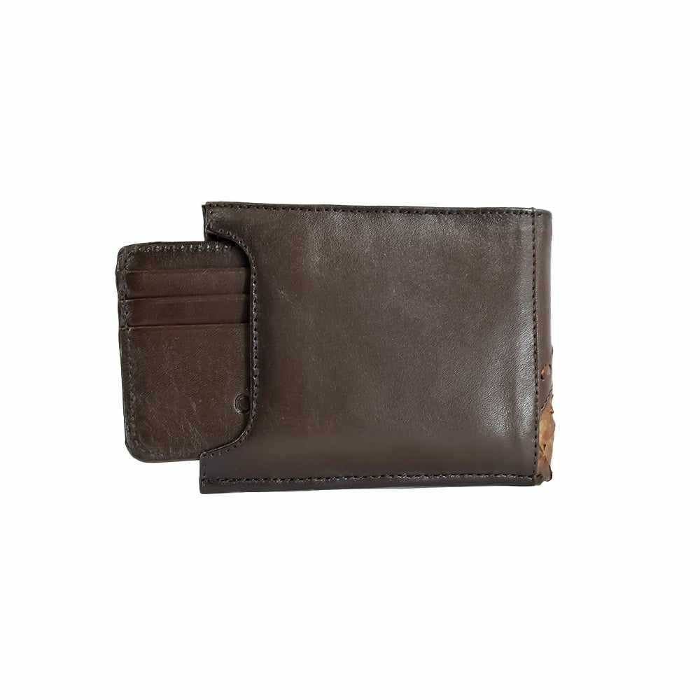 B3014MH - CUADRA BROWN CASUAL PIRARUCU LEATHER BI FOLD WALLET FOR MEN-Kuet