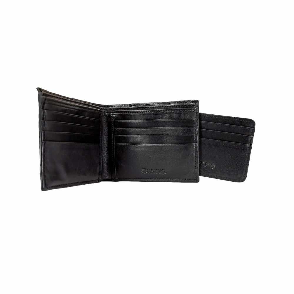 B3033TI - CUADRA BLACK CASUAL FASHION SHARK LEATHER BI FOLD WALLET FOR MEN-Kuet