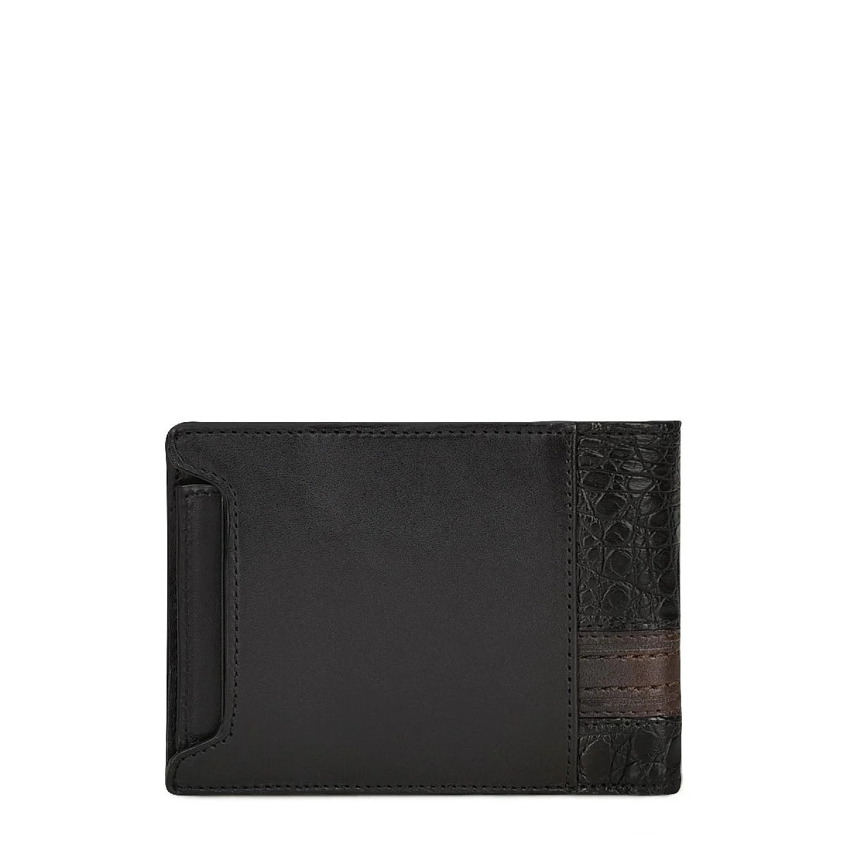 BC000FL - Cuadra black casual fashion caiman bi fold wallet for men