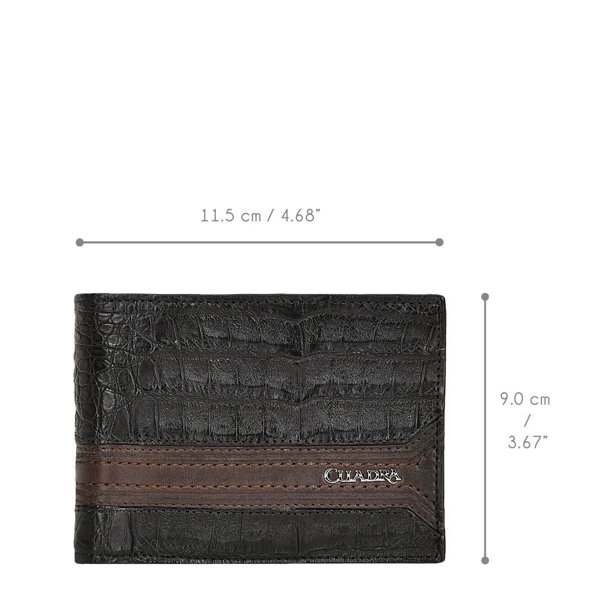 BC000FL - Cuadra black casual fashion caiman bi fold wallet for men