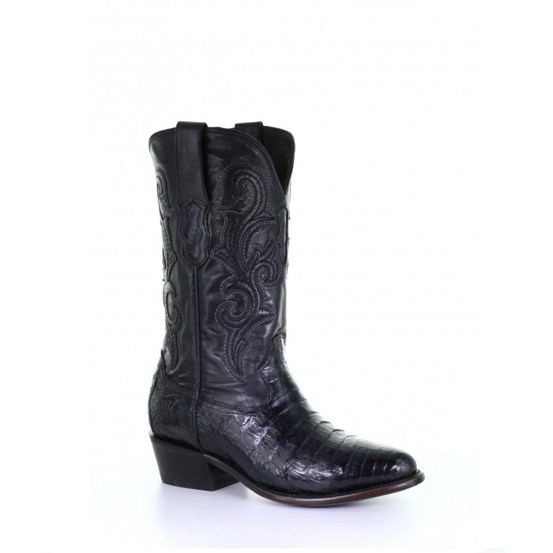 M2131 - Montana black dress cowboy caiman boots for men-Kuet.us