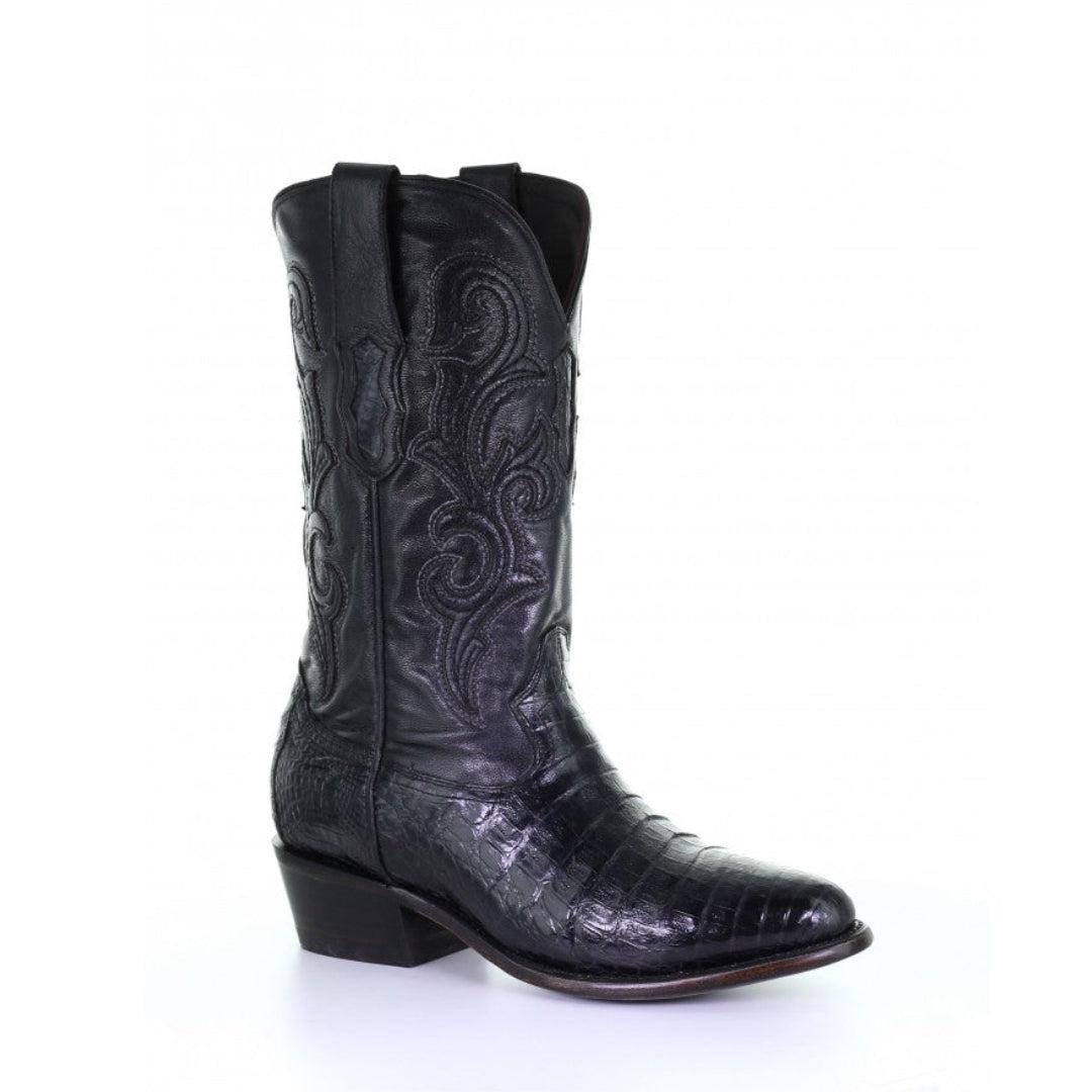 M2131 - Montana black dress cowboy caiman boots for men-Kuet.us