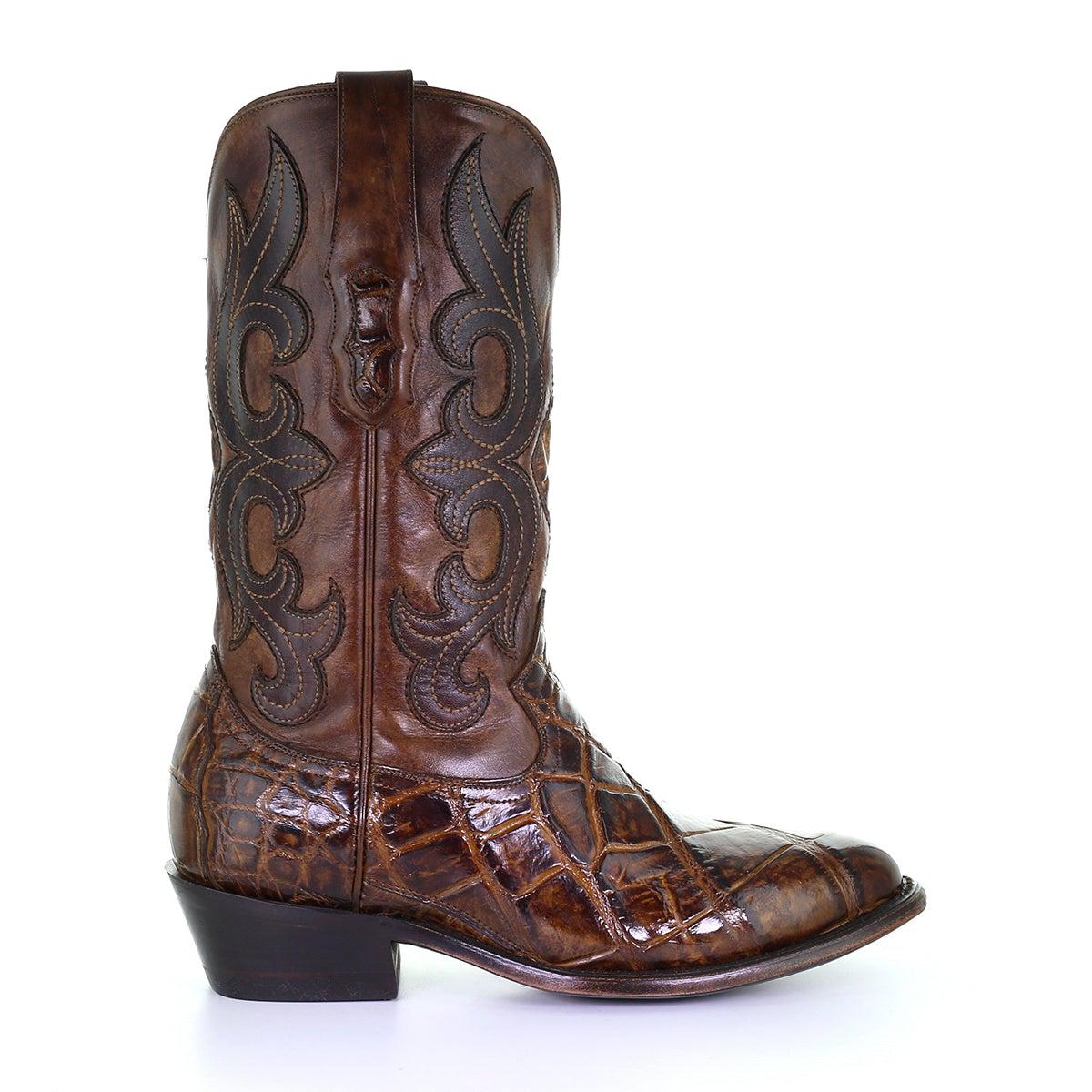M2133 - Montana brown dress cowboy alligator boots for men-Kuet.us