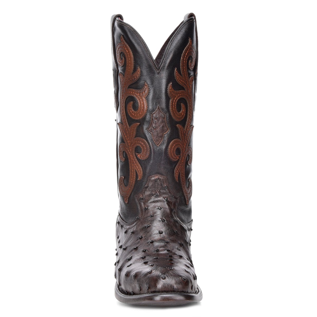 M2141 - Montana brown dress cowboy ostrich boots for men-Kuet.us