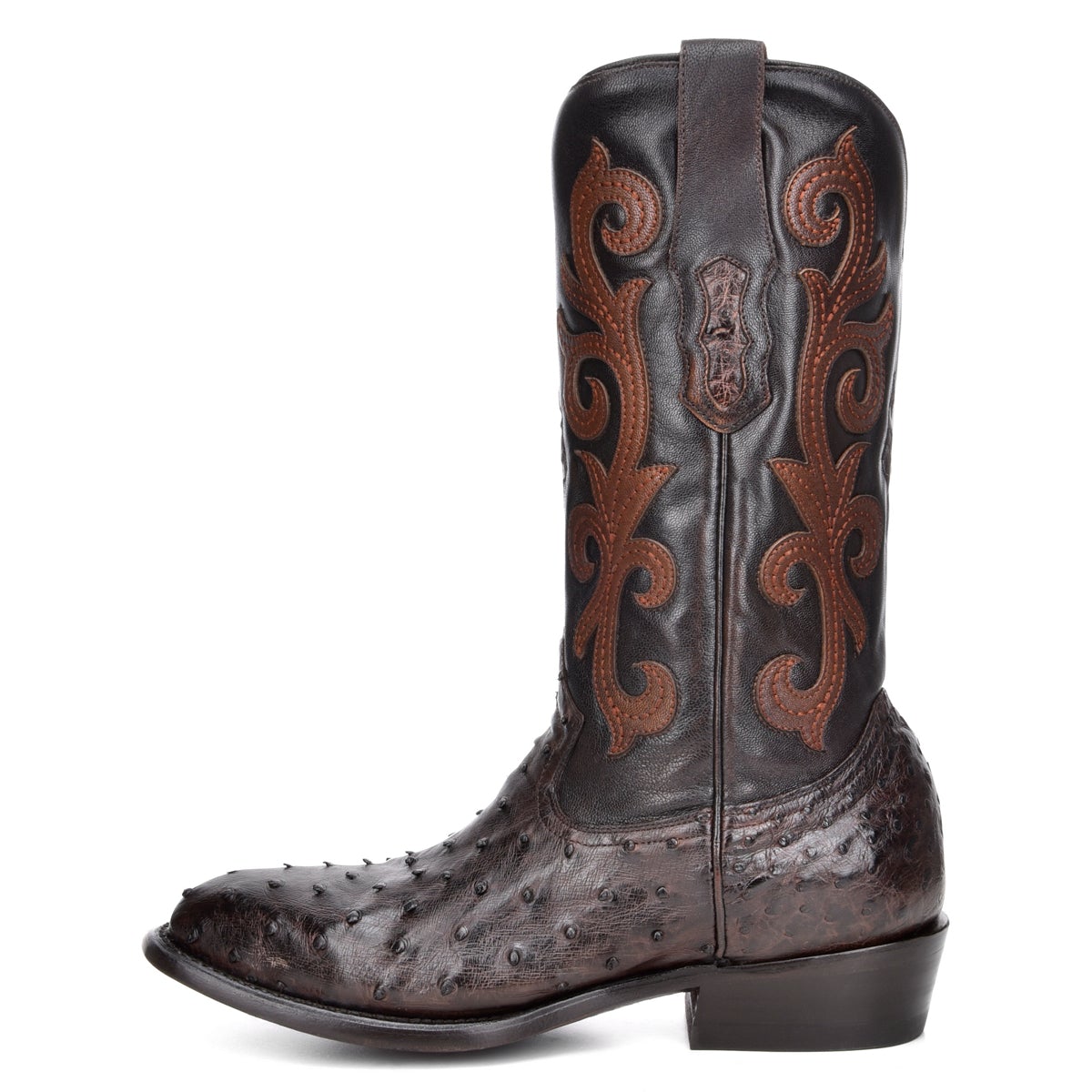 M2141 - Montana brown dress cowboy ostrich boots for men-Kuet.us