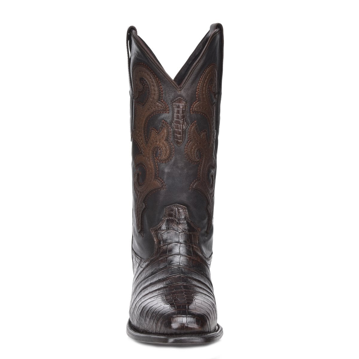 M2144 - Montana brown dress cowboy caiman boots for men-Kuet.us